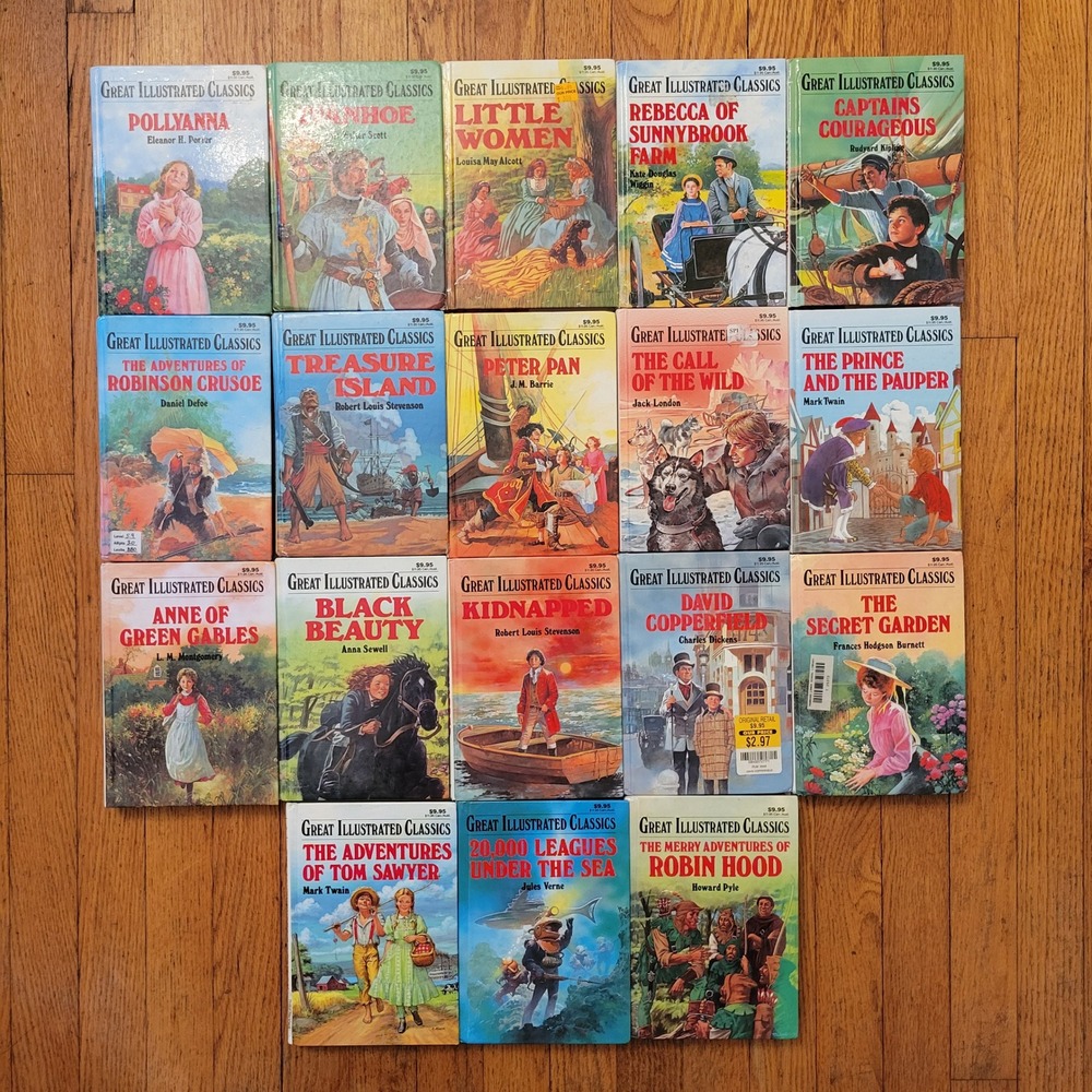 18 Book Lot Great Illustrated Classics Hardcover Youth Fiction Gift Ivanhoe